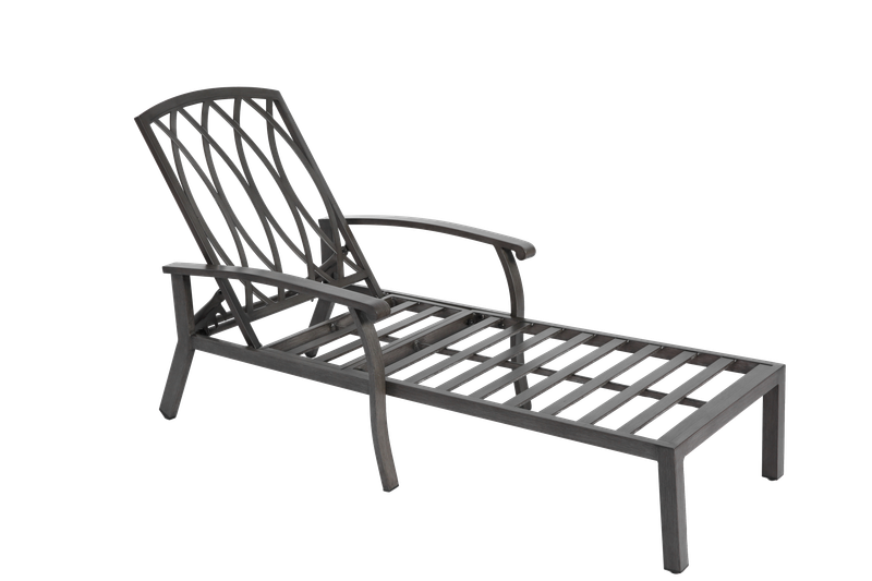 Chaise longue de patio avec coussin en coton, inclinable, réglable et antirouille, en aluminium, pour piscine, coussin bleu imperméable (1 pièce)_voghion.com