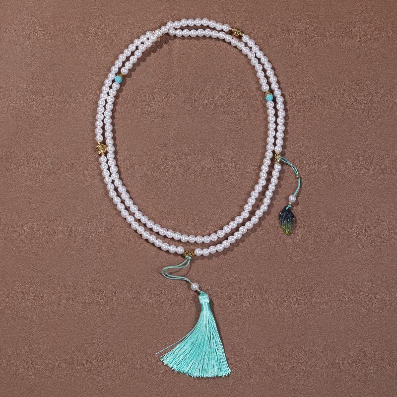 Collier long en perles de cinabre, plusieurs styles de port, nouvelle tendance nationale chinoise 2024, chaîne de pull à bandoulière_voghion.com