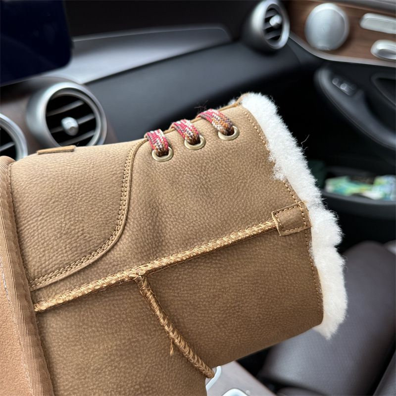 Neue Schneestiefel für Damen im Winter 2025 mit dicker Sohle, gewebter Riemen, Rindsleder, Wolle, verdicktes Fleece, warme Schuhe_voghion.com