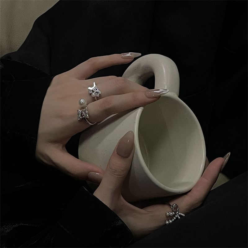 Knude Fuld Perle Zircon Sommerfugl Diamant Åben Ring Stablet Fransk Stil Luksus, Niche Design Ins Kold Vind Finger Ende,_voghion.com