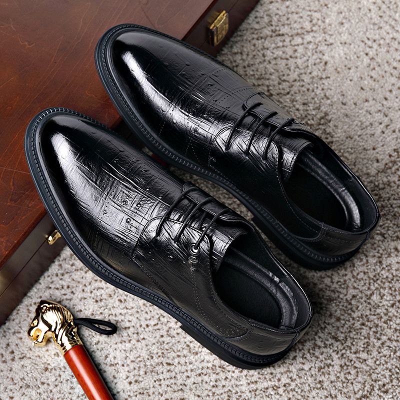 Atmungsaktive Lederschuhe für den Herbst, Arbeitsanzug für den Bräutigam, lässige Business-Derby-Schuhe_voghion.com