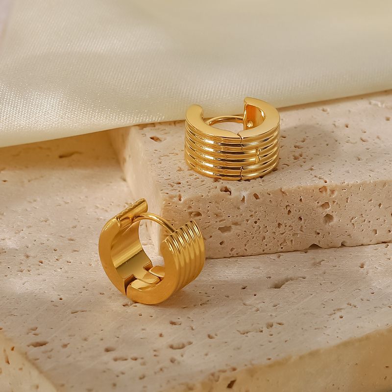 Orecchini da donna in acciaio al titanio, orecchini in oro K a coste larghe in acciaio inossidabile, orecchini alla moda con personalità_voghion.com