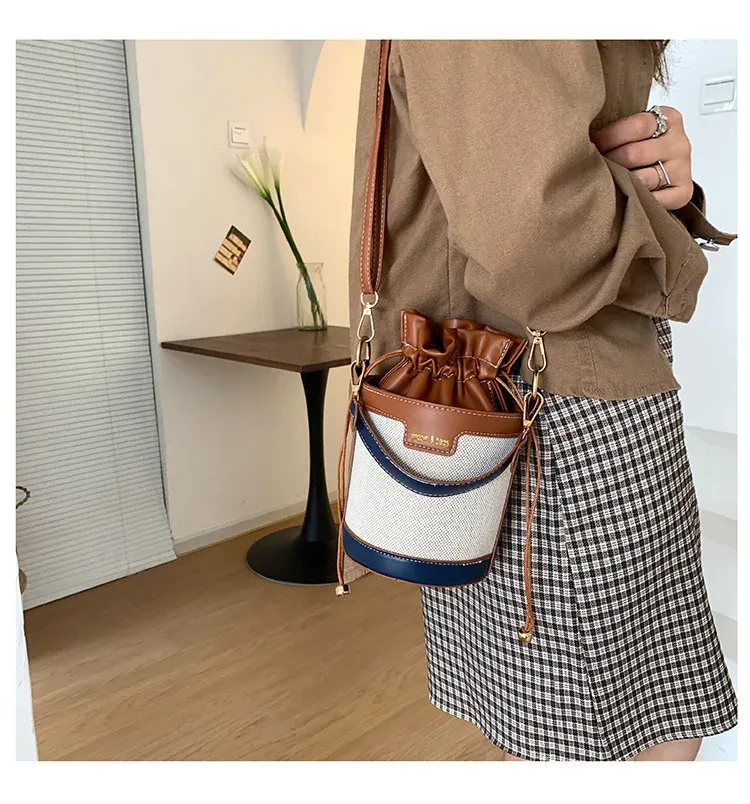 Borse a tracolla da donna, in pelle PU, a cilindro, con secchiello, da donna, con tracolla, casual, con coulisse, per viaggi estivi_voghion.com
