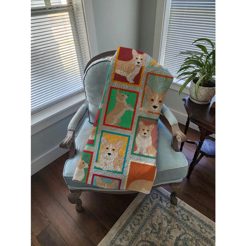 Blanket Lightwei Quilted Sofa, Bed, Pattern Fawn Quilted For Throw Cardigan Of Artwork Blanket Lots And 50x60 Soft Couch, Corgi_voghion.com