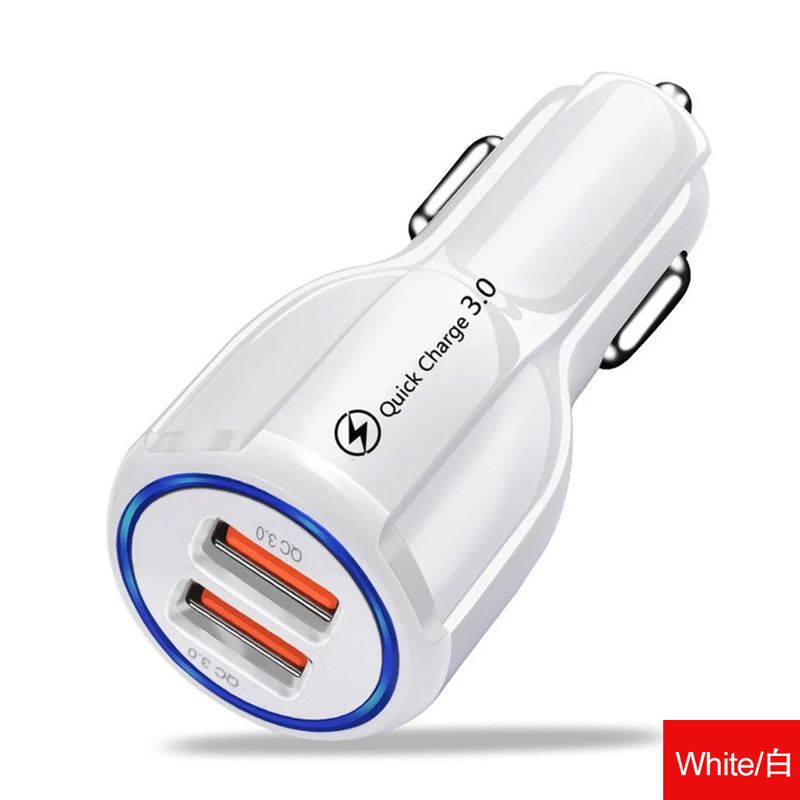Cargador de teléfono para automóvil con carga rápida USB dual QC3.0 de 36 W y 6 A para festivales de música, adecuado para teléfonos Samsung y Huawei_voghion.com