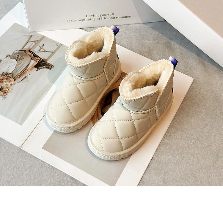 Stivali da neve per bambine con fodera in pile, ispessiti, nuovo stile invernale 2025, classici per bambini, caldi e corti_voghion.com