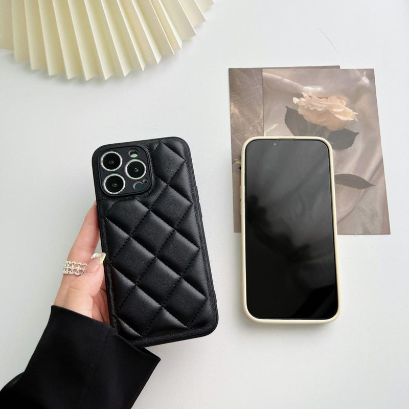 Phone Case Solid color diamond down jacket suitable for 15promax 14 mobile phone case leather 13 X_voghion.com