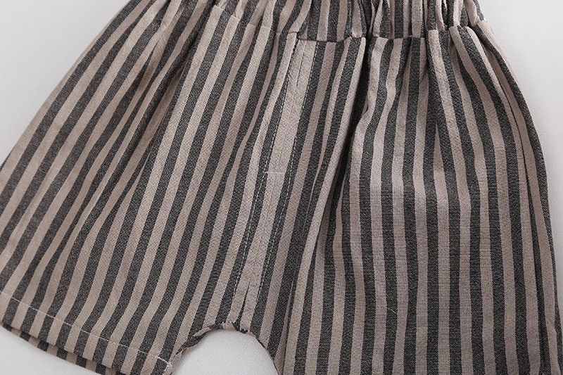 Nieuwe jongens casual korte mouw kinderkleding baby gestreepte shorts broek zomer tweedelige set trendy_voghion.com