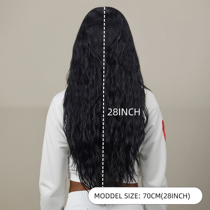 Hair Extensions Wigs Long Curly Hair Middle Split Corn Perm Black Curly Hair Support On Behalf Of The Hair_voghion.com