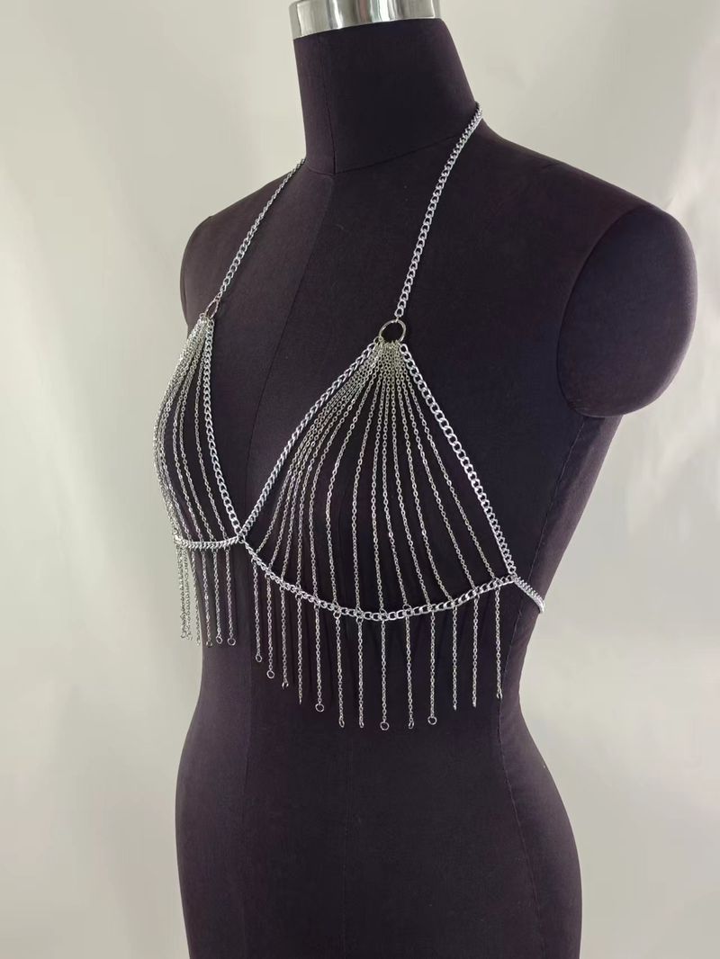 MW3227 European and American vest multiple thin chains combination tassel chain pendant hanging neck top halter vest body chain_voghion.com