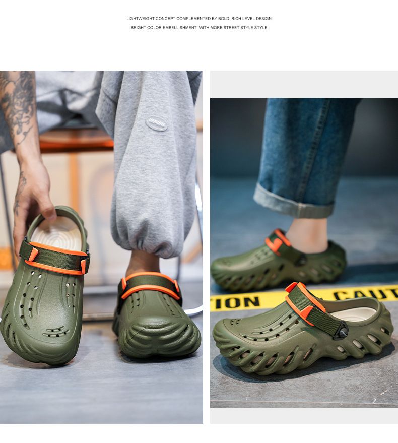 Sandalias de verano para hombre, informales, con suela gruesa y agujeros, antideslizantes, de EVA, resistentes al desgaste, para playa, interiores y exteriores_voghion.com