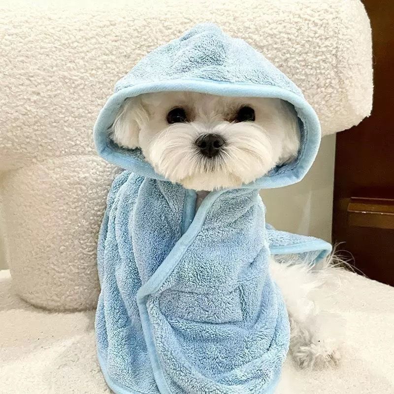 Accappatoio per cani per tutte le stagioni, asciugamano assorbente spesso per il bagno e l'asciugatura, adatto per Teddy, Bichon, Schnauzer, Bulldog francese,_voghion.com
