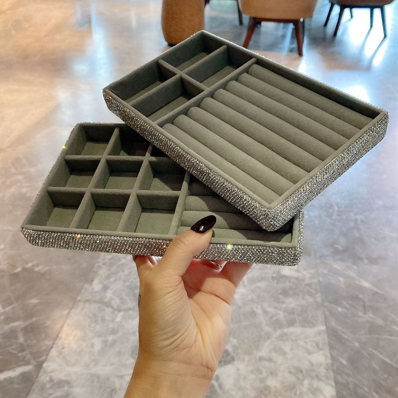Elegant Japanese-Style Metal Jewelry Organizer Box – 18L Multi-Compartment Sponge Insert Storage Case With Diamond Accents_voghion.com