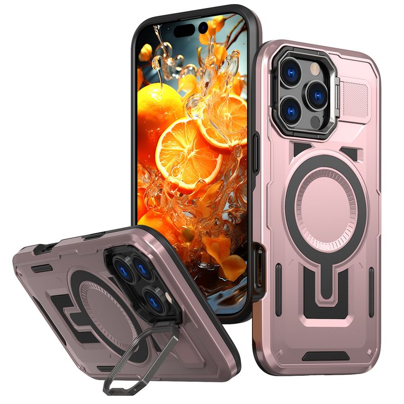 syct Suitable For IPhone Magnetic Iphone 15 Pro Max Lens Frame Stand Shockproof Case_voghion.com