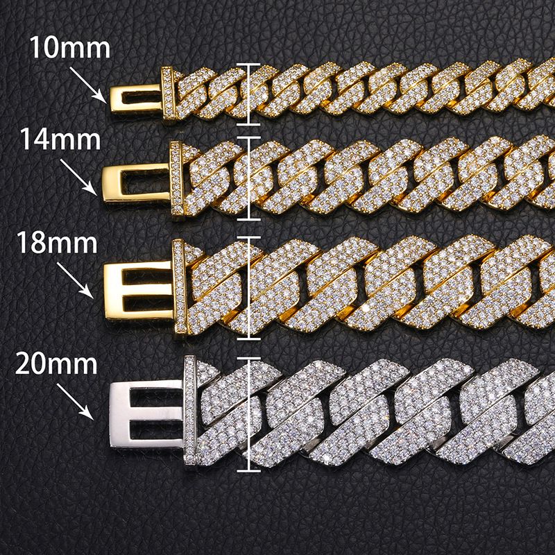 Collana hip hop con catena cubana classica con diamanti, multi-misura, da uomo, ricca di zirconi e accessori._voghion.com