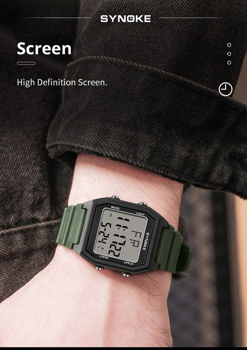 Digitaal sporthorloge voor heren met waterbestendigheid, alarm, stopwatch en groot scherm - lichtgewicht en duurzaam voor een actieve levensstijl Groot scherm_voghion.com