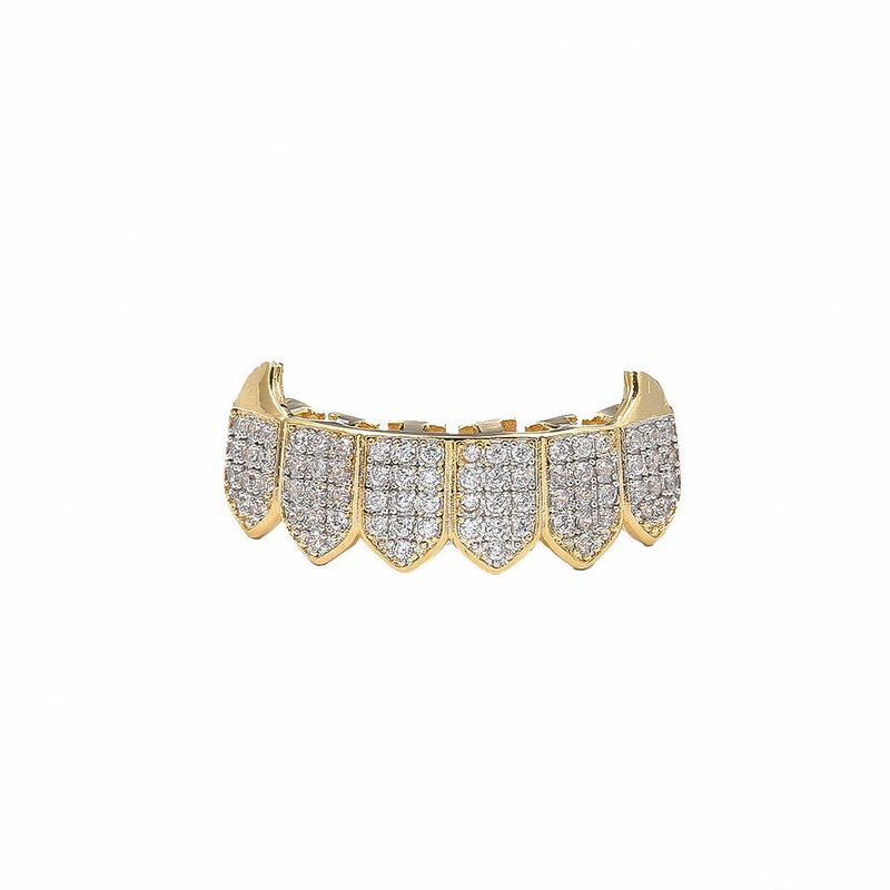 bretelle hip hop, bretelle dorate, zanne da vampiro, denti in oro con micro intarsi in zircone, bretelle decorative alla moda_voghion.com