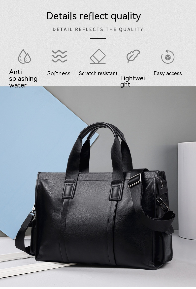 2023 Nova Bolsa Masculina Couro Genuíno Bolsa Masculina Couro de Vaca Bolsa para Computador 14 Polegadas Negócios Grande Capacidade Crossbody Pasta_voghion.com