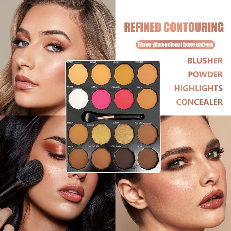 【MICOLOR】Nuova palette di trucco per il contorno occhi da 16 colori, correttore, illuminante e in polvere, tonalità terra_voghion.com