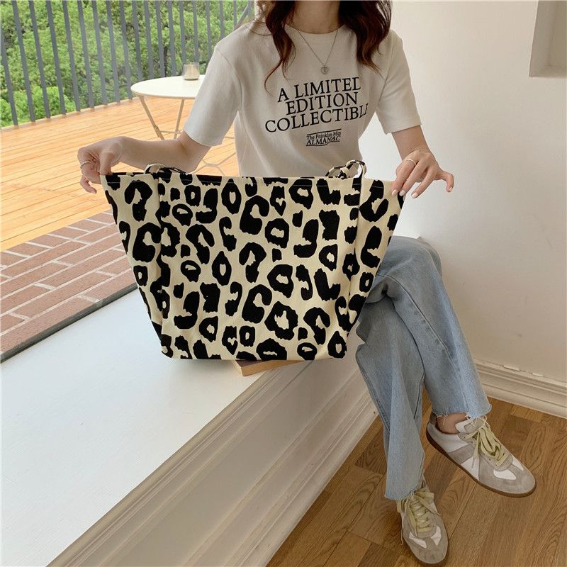 Borsa shopping coreana chic grande casual con tracolla leopardata da donna in tela nuova Bolsa Mujer_voghion.com