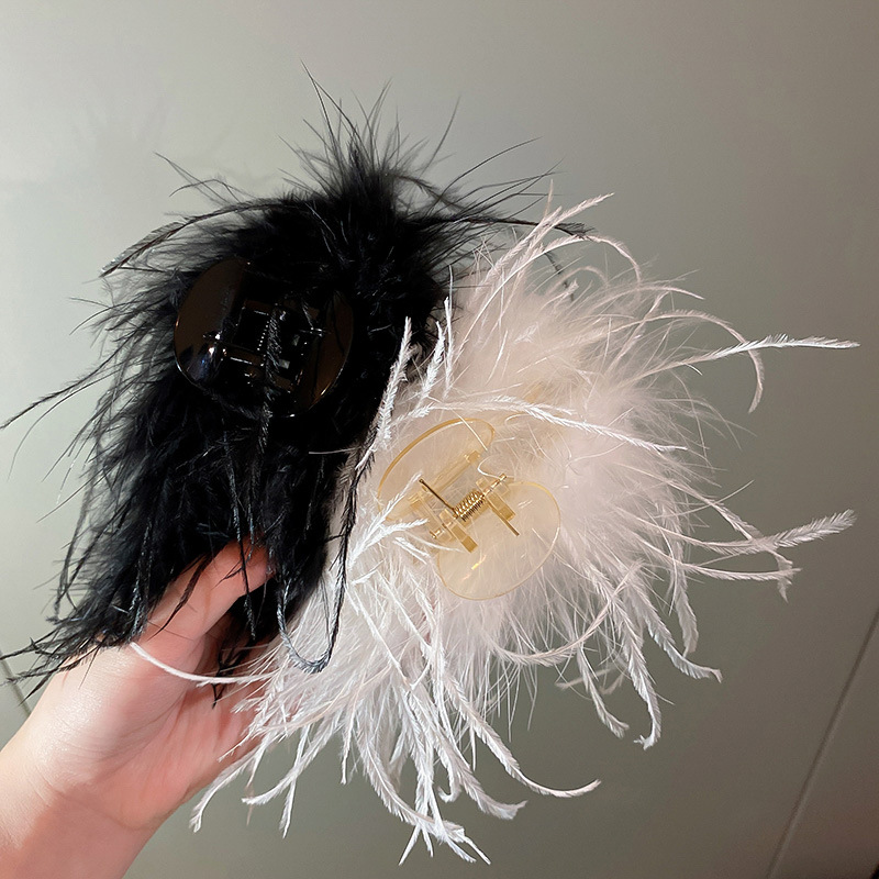 Otoño e Invierno Pinza para el Cabello de Avestruz Súper Inmortal Diseño Único Alto Sentido Estilo Instagram Clip de Agarre Pan Hair Shark Clip Accesorios para el Cabello de Mujer_voghion.com