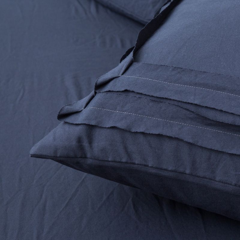 Parure de lit minimaliste moderne – Bleu marine et jaune terreux, taille simple/queen/king size | Polyester de haute qualité avec impression active et tissage sergé_voghion.com