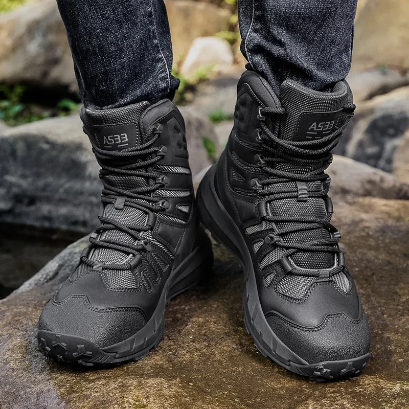 Herren Outdoor-Kletterschuhe Wanderstiefel Rutschfeste, verschleißfeste, wasserdichte, atmungsaktive Sportstiefel in großer Größe_voghion.com
