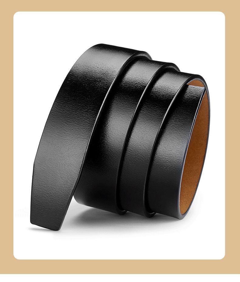 HOT No 3.5cm Width Genuine Leather Belt Straps Without Automatic Buckle Waist Belts Black Brown Plus Size 130 140 150cm_voghion.com