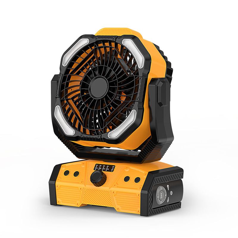 Ventilador externo USB portátil com regulagem de velocidade contínua e carregamento de vento, ventilador de acampamento, iluminação para barraca de pesca_voghion.com