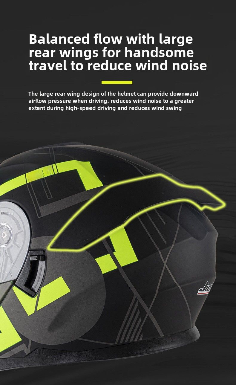 Jiekai 3C zertifizéierten Motorradhelm mat Ausstellungshelm fir Männer a Fraen, Vollhelm mat Bluetooth, Perséinlechkeet, Four Seasons, Motorrad mat groussem Schwanz, national_voghion.com