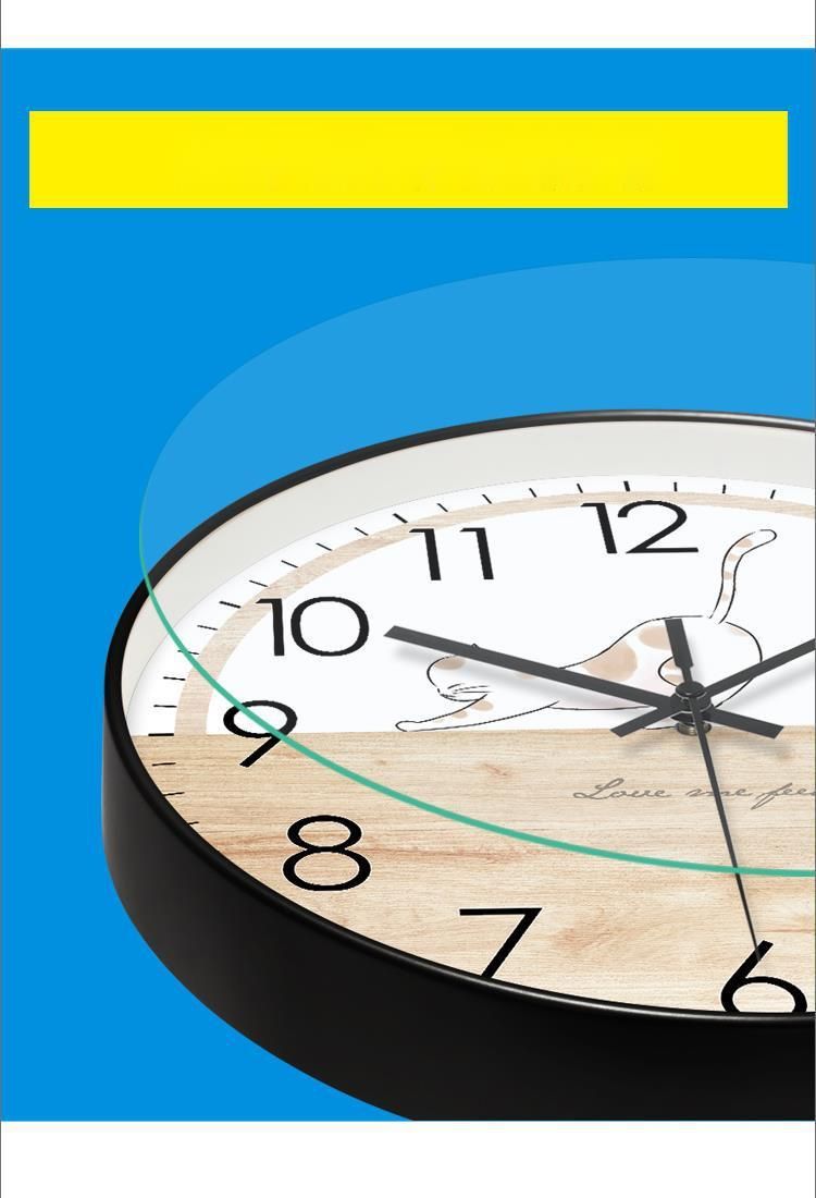 Yipula 8250 Cartoon Cat Wall Living Room Simple Kitten Silent Sweep Second Quartz Clock_voghion.com
