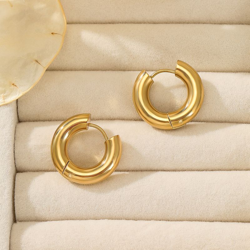 Orecchini rotondi geometrici in metallo di alta qualità, stile semplice, eleganti e versatili, in acciaio inossidabile oro 14K_voghion.com