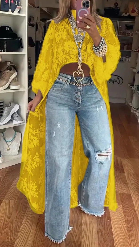 Abbigliamento da donna, top trasparente lungo corto posteriore, in pizzo floreale davanti_voghion.com