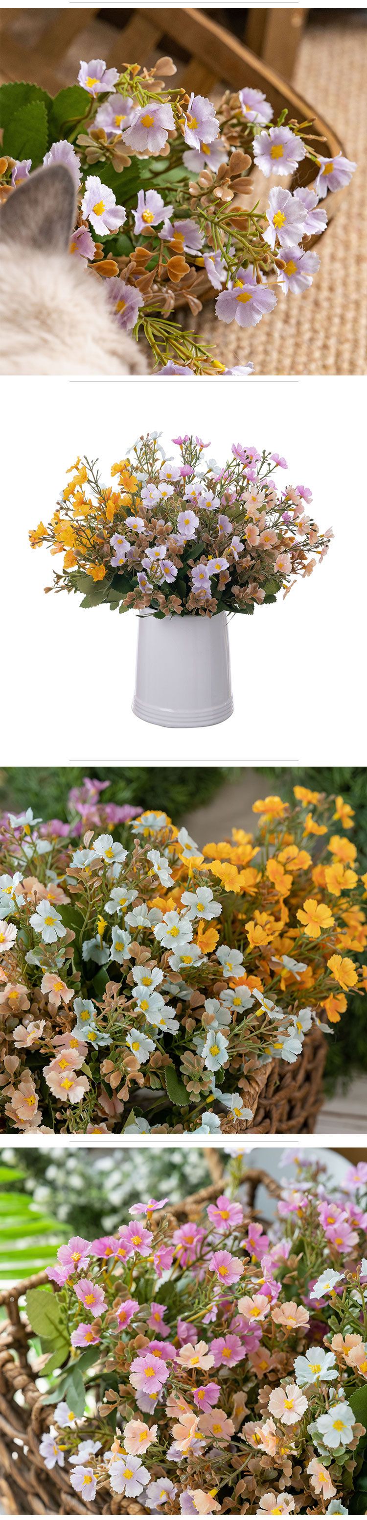 Party Supplies Simulation Flower Crafts Snow Cherry Blossom Flowers And Green Plants_voghion.com