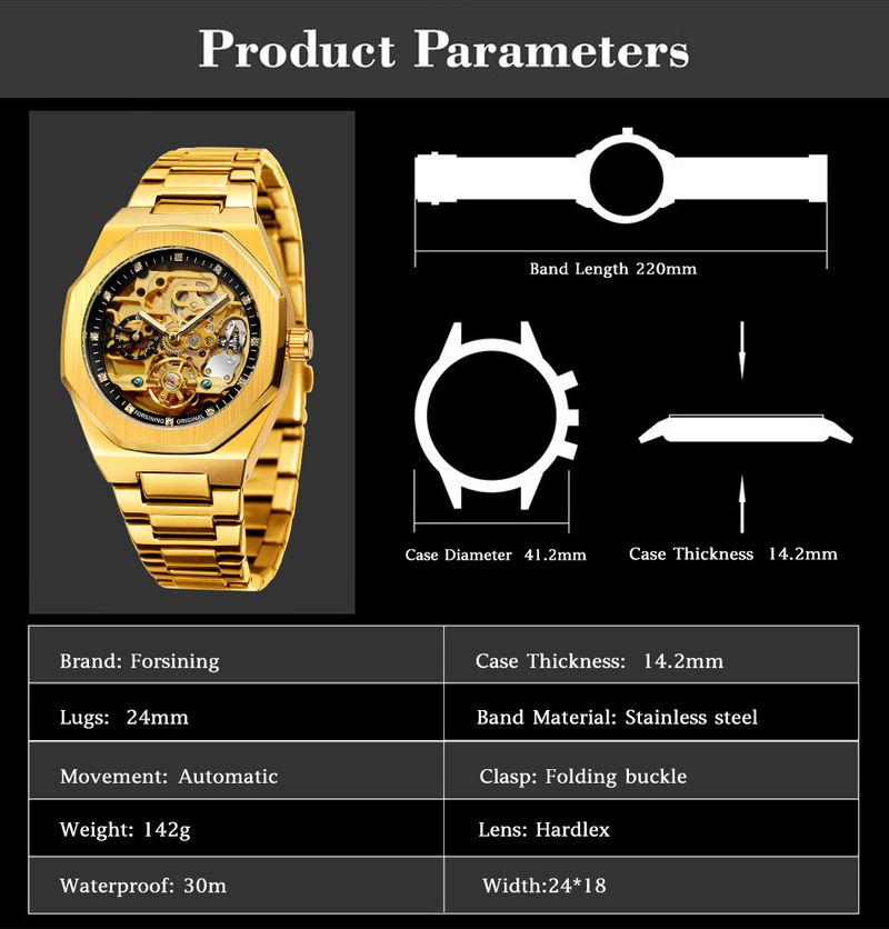 Men's Automatic Mechanical Watch With Luminous Hands, Three Subdials, And Day Display - Stainless Steel Band Six Pin Week Steel Belt Mechanical Watch_voghion.com