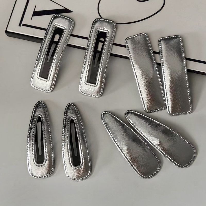 Clip plateado para mujer, flequillo de metal con forma de lágrima, horquilla, accesorio para el cabello_voghion.com