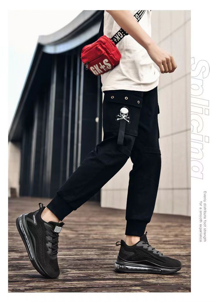 Leisure Men's Breathable Fly Woven Low Top Sports Shoes, Fashionable Air Cushion Outdoor Running And Travel Shoes_voghion.com