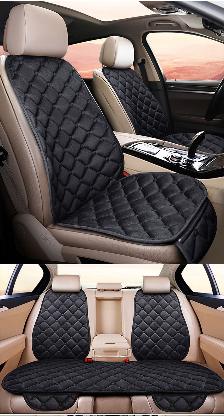 Cojín de asiento de coche de invierno de felpa de diamante nuevo unisex, cojín de algodón para asiento principal del conductor, funda de asiento trasero de oficina para invierno_voghion.com