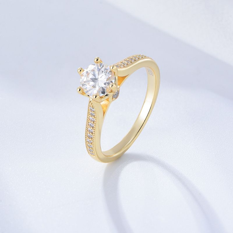 Gioielli da donna Anello classico con sei griffe di diamanti Anello in argento sterling S925 Regalo di compleanno Anello di nozze Gioielli di moda semplici e di lusso leggeri_voghion.com