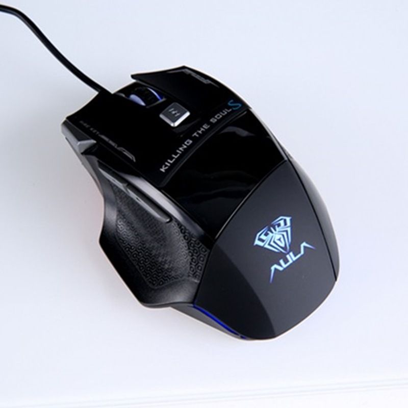 Mouse da gioco USB cablato AULA Wolf Spider S12 con illuminazione RGB, programmazione macro, 6 pulsanti, 2000 DPI, design ergonomico per giocatori su PC_voghion.com