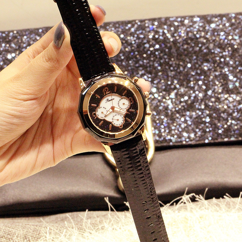 Modische Damen-Multifunktionsuhr mit Nachtlicht, 2035, echtes Leder, wasserdicht, Gezeitenuhr_voghion.com