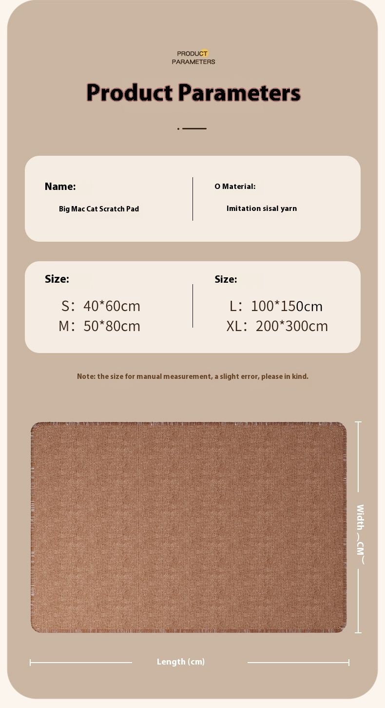 Almohadilla de alfombra de sisal para mascotas y gatos, resistente a arañazos, resistente al desgaste, lavable, fácil de limpiar y a prueba de humedad._voghion.com