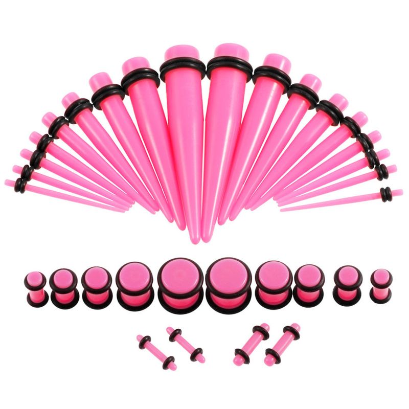 Conjunto de acrílico 36 peças/lote brincos extensores de orelha 14G-00G joias piercing_voghion.com