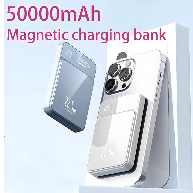 50000mAh Power Bank Fast 22.5W Wireless Magnetic For IPhone Xiaomi Samsung Huawei Mobile Phone Charging_voghion.com
