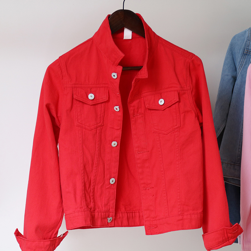 Nuova giacca di jeans da donna primavera e autunno 2022 giacca di jeans corta casual da donna versione coreana giacca di colore solido_voghion.com