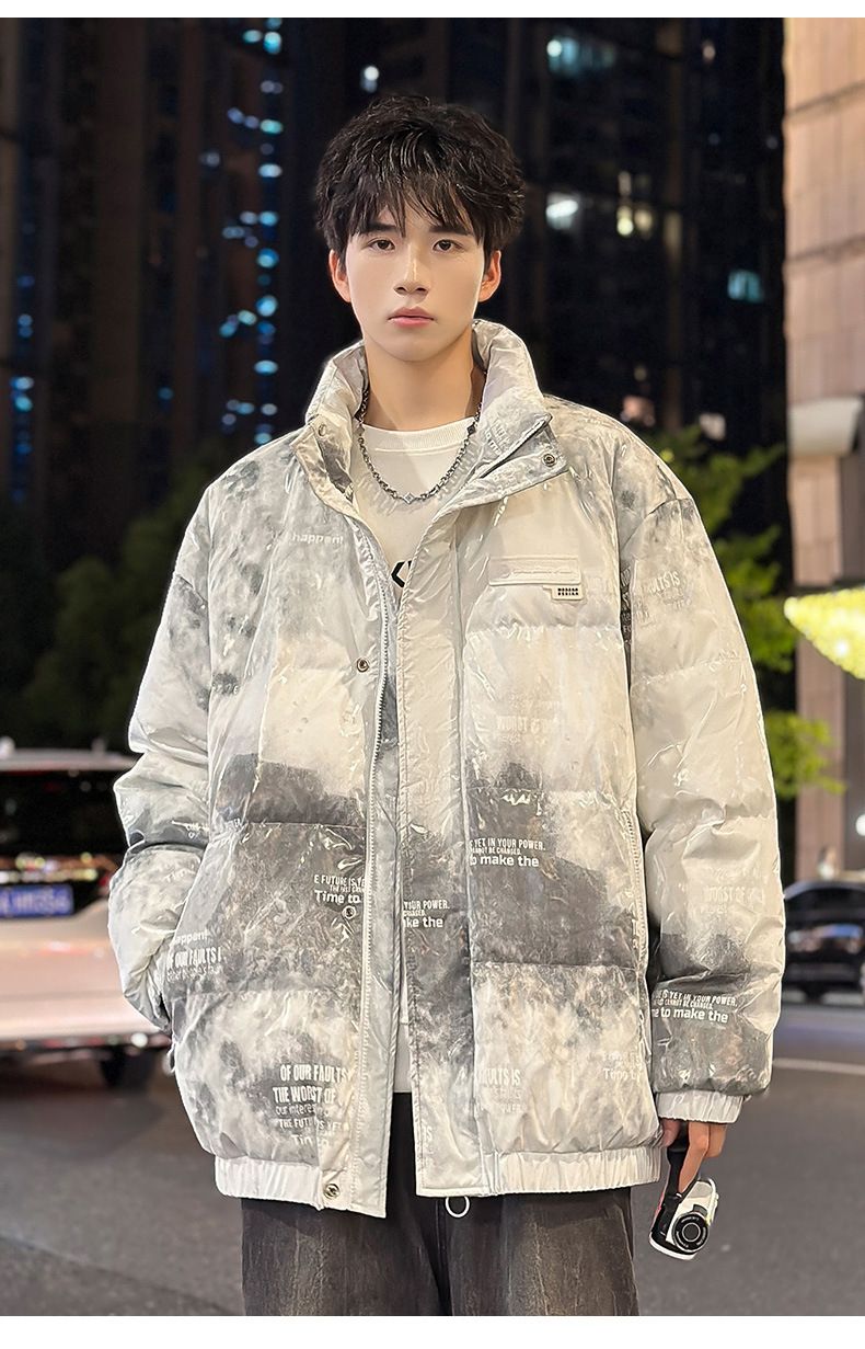 Giacca imbottita in piumino d'anatra bianco caldo, spessa, stile coreano, da uomo, stile casual, alla moda, invernale, 2025_voghion.com