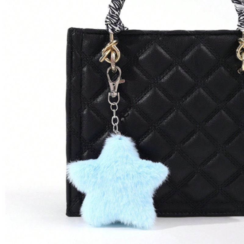 New Plush Cell Phone Keychain Charm Accessories Five-pointed Star Pom Pom Bag Pendant_voghion.com