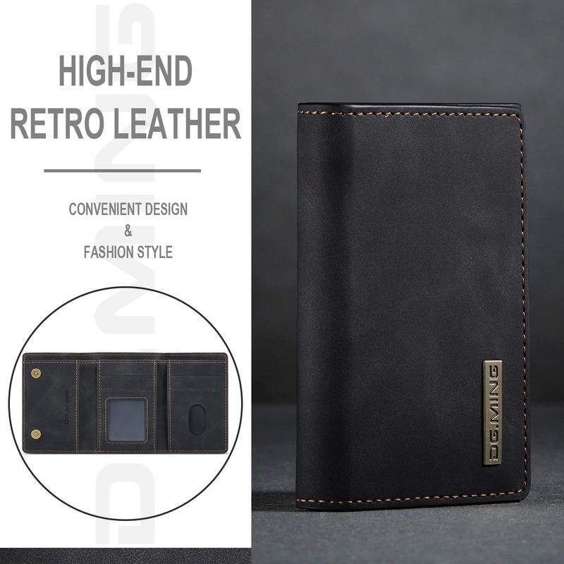 DG.MING lielas ietilpības, par 30% salokāms maks, retro PU maks, karšu soma, daudzfunkcionāls, magnētisks, mazs maciņš, sajūga somiņa, melna_voghion.com