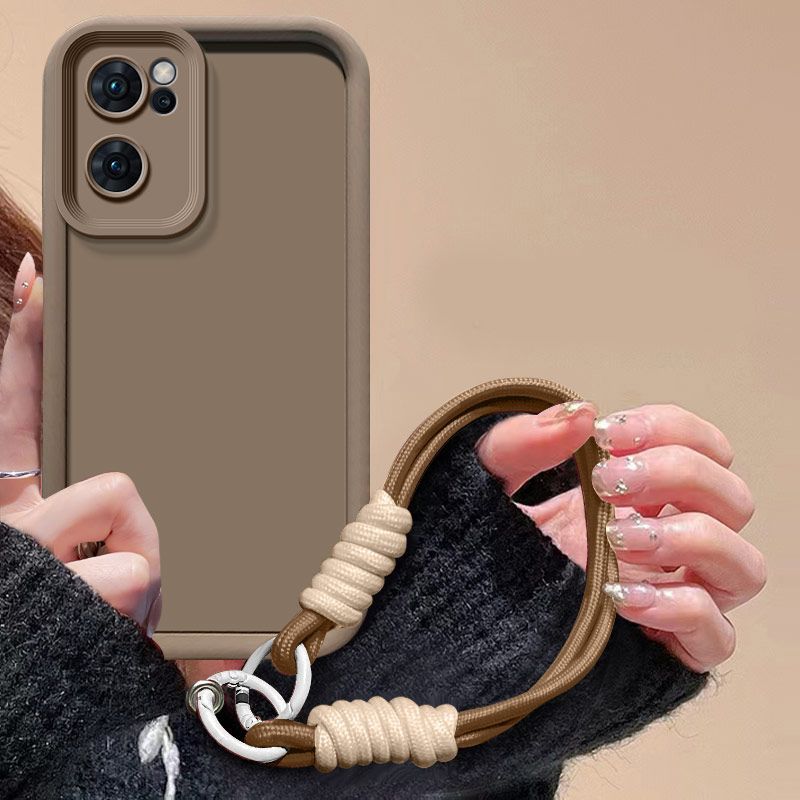 For OPPO Reno7 5G Case OPPO Find X5 Lite Wrist Strap Lanyard Matte Back Cover Skin Feel Protection Shockproof Case_voghion.com
