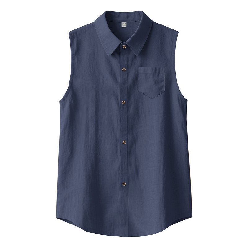 Herren Sommer Neue Lose Leinen Einfache Casual Ärmellose Strickjacke Strand Hemd_voghion.com